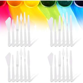 AUEAR 4 Sets 24 Pack Plastic Spatula Palette Knives, 6 Styles for Oil Painting