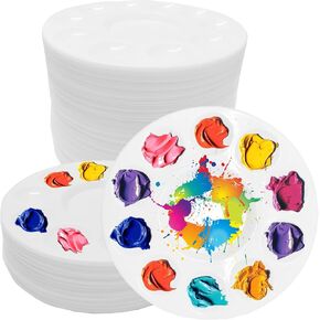 40 PCS Paint Treshes Poettes ، Hite Paint Mutrays for Kids ، منصات الطلاء البلاستيكية المستديرة مع 10 آبار ، لوحة الطلاء الأكريليك للطلاب DIY ، مشروع مدرسي ، حفلة الطلاء