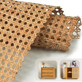 Premium 24" Cane Webbing Roll - 100% Natural Rattan Material (Not Plastic) - 5ft Length Hexagon Rattan Fabric, Open Weave Rattan Sheets for DIY, Chair Cane Supplies, Caning Material for Furniture