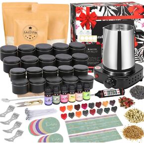 SAEUYVB Candle Making Kit with Wax Melter, Candle Making Kit for Adults - DIY Starter Soy Candle Making Kit/Supplies-Perfect as Home Decoration