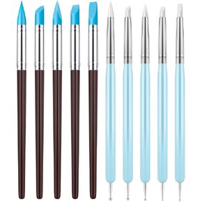 10Pcs Silicone Clay Sculpting Tool, Modeling Dotting Tool & Pottery Craft use for DIY Handicraft, Silicone Brush, Sculpture Pottery, Nail Art