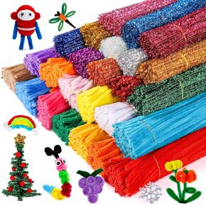 Caydo 2500 Pieces 25 Colors Pipe Cleaners Craft Supplies Assorted Glitter Chenille Stem Sparkle Pipe Cleaners Bulk for Kids Creative DIY Project, Art Crafts Decoration, 6 mm x 12 inch