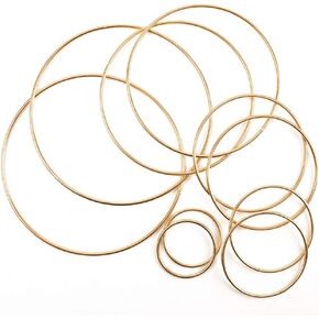 BigOtters Dream Catcher Rings, 10PCS Wreath Macrame Rings Gold Metal Floral Hoops for Making Wedding Wreath Decor Wall Hanging Crafts, 5 Sizes(2" x2, 3" x2, 4" x2, 5" x2, 6" x2)