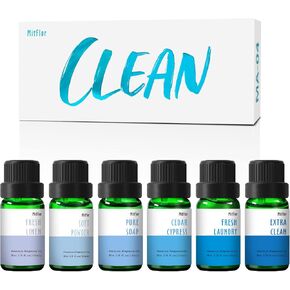 Fragrance Oil, MitFlor Clean Set of 6 Premium Scented Oils, Soap & Candle Making Scents, Refreshing Clean Essential Oils for Diffusers for Home, Cedar Cypress, Pure Soap, Fresh Linen & More, 10mlx6