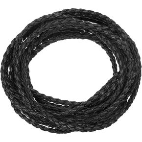 uxcell Braided Leather Cords, Round Leather Strap, Soft Jewelry Leather Rope for Jewelry Making, Tie Making, Necklaces (3mm, 2 Yard, Black)