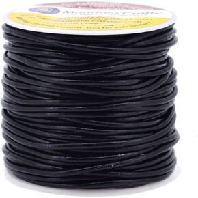 Mandala Crafts Round Cowhide Genuine Burgundy Leather Cord for Jewelry Making Kumihimo Leather Rope Spool - Burgundy Leather String Lace - 20 Yds 1mm Leather Cording