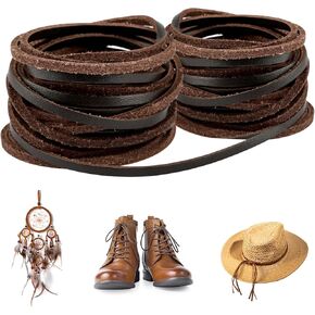 10 Yards 3MM Flat Genuine Leather Cord, PEASUG Real Leather Strips, Natural Leather String, Braided Braiding String for Shoe Laces, Jewelry Making, Necklace, Tool, Crafts - Dark Brown, 9M