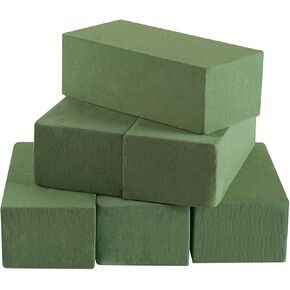 Floral Foam Blocks for Fresh and Artificial Flowers, 6 Pcs Each 8" L x 4" W x 3" H Wet and Dry Green Florist Foam for Weddings, Birthday Parties and Holiday Decorations