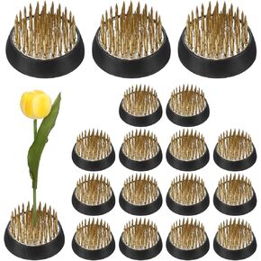 M METERXITY 18-Pack Flower Frog 1.3" Round Brass Flower Pins Flower Frog Holder Flower Arranger W Rubber Base Floral Frog for Arrangements Vase/Plant Decoration/Home Decor [1.1cm Pins]
