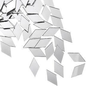 Diamond Shape Mosaic Tile Small Rhombus Mirror Mini Craft Square Triangle Glass Mirror Tile DIY for Art Wall Door Home Decorations(Diamond Shape,300 Pcs)
