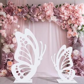 Large Wooden Butterfly Decoration 2.95 ft and 1.97 ft Butterfly Shape Craft Wood Decoupage Slices Birthday Wedding Baby Shower Decorations(Lavender)