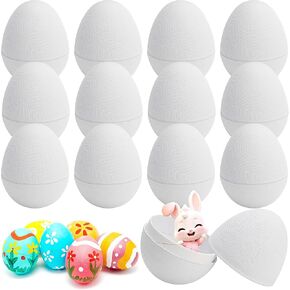 Watayo 40 PCS DIY ورق فارغ Mache Easter Eggs ، 3 بوصة ورق فارغة بيض Craft Craft ، بيض عيد الفصح أبيض قابلة للملء لسبقة عيد الفصح.