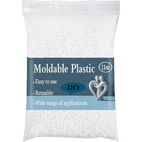 11oz Reusable Moldable Plastic - Thermoplastic Beads Meltable Plastic Pellets Polymorph Pellets for Crafts, DIY Modeling, Cosplay, Temporarily Repair, Halloween Vampire Teeth Fangs (11oz-White)