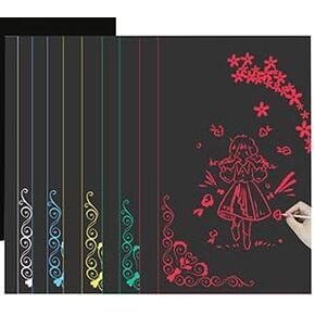 Vanttokeey 50 Sheets A4 Rainbow Scratch Paper, Rainbow Scratch Arts Painting Drawing Paper Scratch Art Paper Scratchboard Scratch Painting for Arts Crafts Drawing (5 Single Color)
