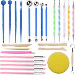 Dotting Tools Kit for Clay, Nail Art, Air Dry Clay, Sculpting Painting Embossing Scoring Modeling, Ball Stylus Pen, Rock, Silicone, Langqun