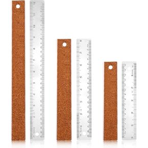 3pcs Metal Ruler with Cork Backing, 11.8+7.87+5.9 Inch Stainless Steel Cork Backed Ruler Straight Edge Ruler Cork Base Scale Ruler Measuring Tool for School Office Supplies Woodworking Drafting