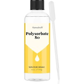 6 oz Polysorbate 80 for Bath Bombs, Premium Polysorbate 80 (Sorbitan Oleate) Liquid, 100% Pure, Cosmetics Grade, Gentle on Skin, Suitable for Making Lotions
