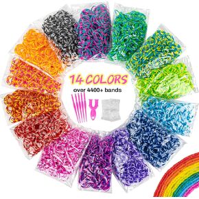 Sukh 4400+Pcs Loom Rubber Bands Kit - Rubber Band Making Kit with 1 Y-Loom 200 S-Clpis 5 Hooks for Kids Weaving DIY Handcrafts