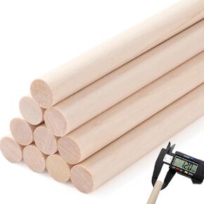 10PCS Dowel Rods Wood Dowels, 1/2 x 12 Inch Round Wooden Sticks for Craft, Macrame Dowel, Unfinished Solid Wood Sticks for Arts and DIYers