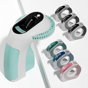 Phomemo Embossing Label Maker Machine, 3D Vintage Manual Label Maker Printer,Embosser Label Maker Printer Small Old School Embossing Labeler for Home Kitchen Office and DIY, Green