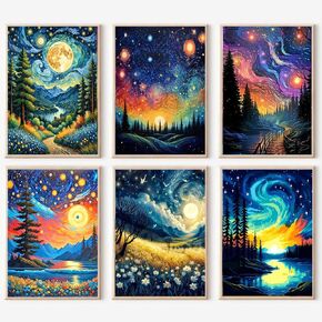 mjcakrn 6 Pack Landscape Diamond Painting Kits for Adults 5D Diamond Art Painting Kit for Beginners, DIY Paint with Round Full Drill Diamonds Paintings Gem Art for Home Wall Decor 12X16 Inch
