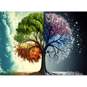 MOMDEDP Four Season Tree Diamond Painting Kits for Adults, 5D Tree of Life Diamond Art Kits for Adults Beginner Gem Art Full Drill Round Diamond Dots for Adults Home Wall Decor 12x16INCH in Saudi Arabia