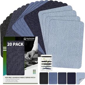 KING MOUNTAIN 100% Cotton Fabric Iron-on Repair Patch, Inside&Outside Clothes Repair Patch, 3"x60" with Backing Glue Repair Decorative Patch kit (White)