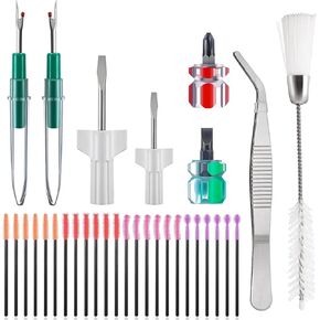 28 Pcs Sewing Machine Cleaning Kit, Sewing Machine Repair Tools Include Tweezers, Double Headed Brush, Seam Rippers, Silicone Cleaning Brushes for Repair and Cleaning Sewing Machines