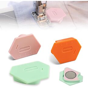 3 Pack Magnetic Seam Guide for Sewing Machine, 2024 Upgraded Multifunctional Polygonal Hemmer Guide with Scale, Universal Sewing Accessory Supplies for Magnet Making Machines (3color)