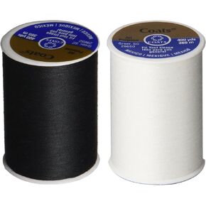 2-Pack - BLACK & WHITE - Coats & Clark Dual Duty All-Purpose Thread - One 400 Yard Spool each of BLACK & White
