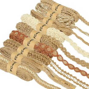 VGOODALL 9 Rolls Jute Ribbons Lace Craft Ribbon 18 Meters for Crafts Wraping Gifts Party Holiday and Rustic Wedding Decorations