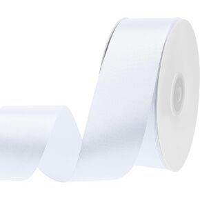 White Ribbon 60 Yards 1 1/2 inch White Satin Ribbon for Flower Bouquet Gift Wrapping Bows Making Wedding Party Easter Mother's Day Decorations