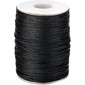 Anwyll 1.5MM Black Nylon String - 110Yards Wind Chime String Weather Resistant Nylon Cord Black Nylon Bracelets String Beading Thread Macrame Trim Cord for Necklace Jewelry Making Craft Halloween in Saudi Arabia