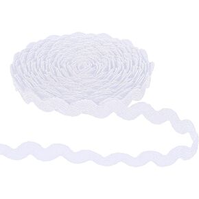 RIC Rac Trim, 5mm 27 Yards White Wave Bending Fringe Trim for Sewing Woven Lace RIC Rac Ribbon for Sewing Clothes Dress DIY Crafts Gift Wrapping Wedding Christmas Party Decor