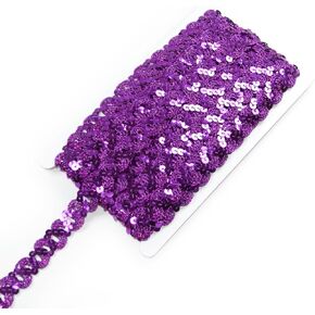 Sequin Ribbon Trim 24 Yards Flat Glitter Ribbon, 2 Rolls Sequins Beaded Lace Trim for Sewing, 0.8 Inch Sequin Ribbon Trim for DIY Crafts, Clothing, Headband, Embellishments (Deep Purple)