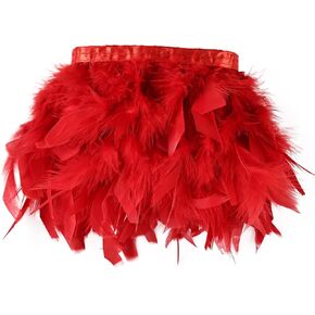 Red Turkey Feathers Trim Fringe 2Yard 4-6inch for Party Clothing DIY Sewing Craft Wedding Dress Decoration Natural Fluffy Turkey Feather Trim
