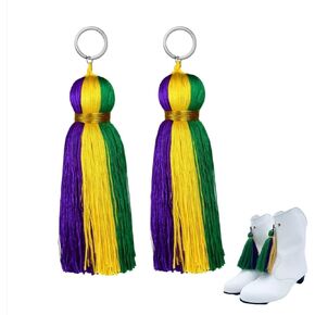 Mardi Gras Boot Tassels - Purple, Green, Gold - Polyester - 2 Count - Classic - Hanging