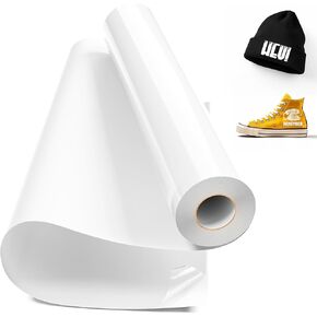 White Heat Transfer Vinyl HTV Vinyl Roll, 12" x 8ft Iron on Vinyl for Cricut and All Cutting Machine, White Heat Press Vinyl for Sport Shirts, Easy Cut & Weed for Heat Vinyl Transfer Design