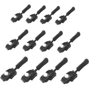 Zipper Repair Kit, 12pcs 3 Different Size Universal Replacement Zipper Quick Install Detachable Pulls Zip Heads, No Sewing Required, for Jackets, Luggage, Bags
