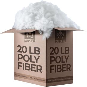 Poly Fiber Fill Stuffing 20 LB Bag - Premium Stuffing for Stuffed Animals, Pillows, Crafts, Toys, and Cloud Decorations - Ideal Batting for Couch Pillows