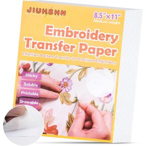 12pcs Water Soluble Embroidery Paper, 8.5"X11" Stick and Stitch Embroidery Transfer Paper, Wash Away Stabilizer for Embroidery, Embroidery Paper Wash Away Printable
