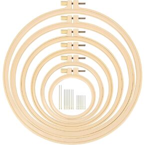 Caydo 6 Pieces Embroidery Hoops 3 Inch to 10 Inch Cross Stitch Hoop Small Embroidery Hoop with 16 Pieces Needles for Embroidery, Craft Sewing and Ornaments
