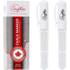 Fabric Markers for Sewing – Ergonomic Tailors Chalk Pen with Improved Dosing Wheel for Sharp Lines - Washable Sewing Chalk Marking Pens that are Compatible with Most Fabrics - White 1 Pack