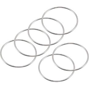uxcell 70mm(2.76") OD Metal O Ring Non-Welded Craft Hoops for DIY Silver Tone 6pcs