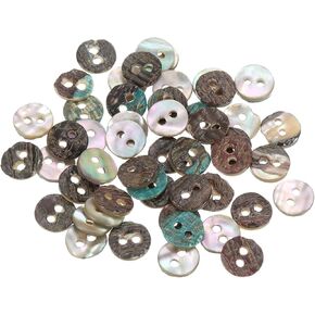 uxcell 50 Pcs Natural Shell Buttons, 2 Hole Mother of Pearl Buttons 9mm Sewing Buttons Sewing Craft Buttons for Shirt Sewing DIY Crafts Decoration, Brown/White