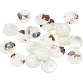 uxcell 20 Pcs Natural Shell Buttons, 2 Hole Mother of Pearl Buttons 10mm Sewing Buttons Sewing Craft Buttons for Shirt Sewing DIY Crafts Decoration, White