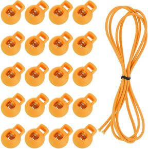 uxcell 40 Pcs Single Hole Cord Locks with 39Inch Elastic Shock Cord, Plastic Spring Toggle Stopper Clip with Stretch String for Shoelaces Drawstrings Paracord, Golden Yellow