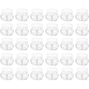 HARFINGTON 30pcs Plastic Cord Locks Double Hole Spring Toggle Stopper Fasteners Elastic Cord Adjuster Slider for Drawstrings Paracord Shoelaces Clothing Luggage Backpack Camping, Clear