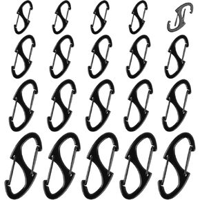 Zipper Clips Anti Theft, 20 Pcs Zipper Pull Locks for Backpacks, Double-Sided Spring S Carabiner Clasps Theft Deterrent for Luggage Suitcase Handbags Keys Purse(Triangle Black)