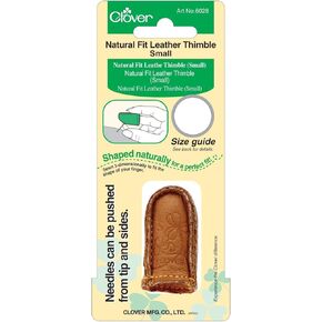 Clover Natural Fit Leather Thimble Small, Lt. Brown